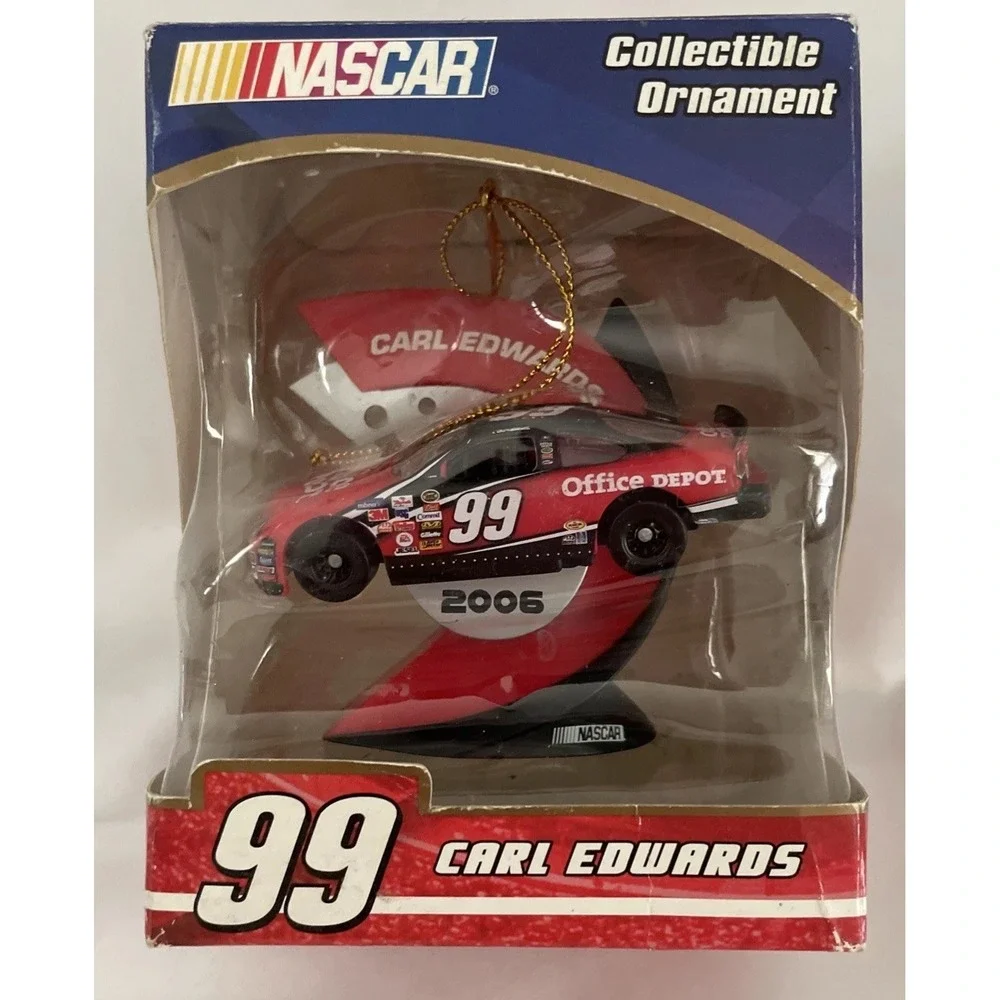 Vtg NEW NASCAR Collectible X-Mas Ornament 99 Carl Edwards Office Depot Trevco
